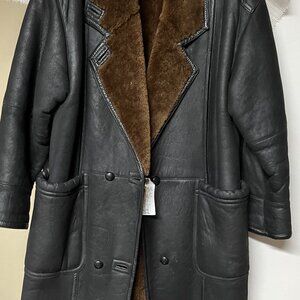 Leather and Shearling Black Coat